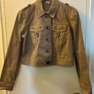 For The Republic Cropped Jacket, 4, Tan Cotton, Long Sleeve, Lightweight, Spring